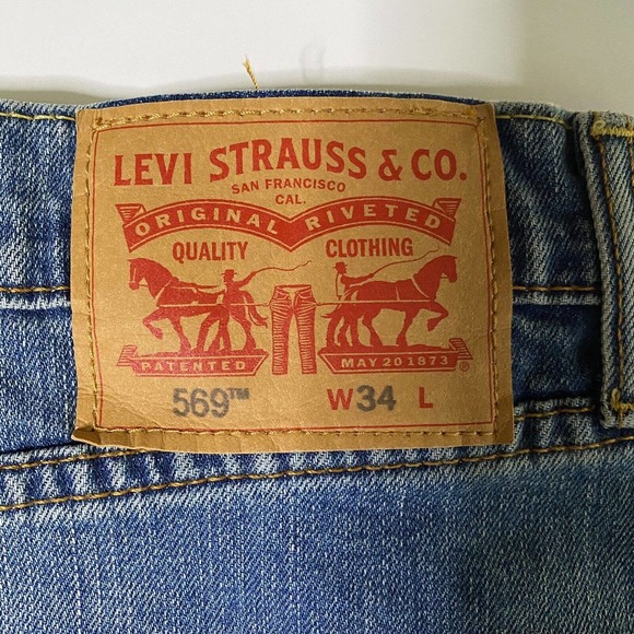 Levis 569 Shorts Sz 34 Mens Blue Denim Jean Loose Straight Inseam 10 In - Picture 3 of 8